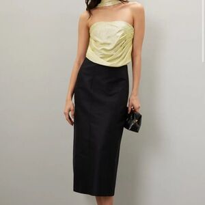 Rosie Assoulin Strapless Two-Tone Dress in Yellow and Black